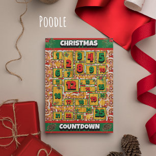 Cartão De Festividades Calendário de Advento de Natal do Cão Poodle