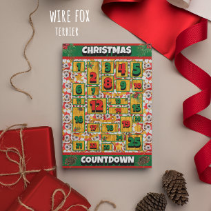 Cartão De Festividades Calendário de Advento de Natal do Cão Wire Fox Ter