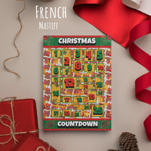 Cartão De Festividades Calendário de Advento de Natal do Mastim Francês