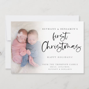 Cartão De Festividades Calendário de Foto de Natal de 2027 para Gêmeos Be
