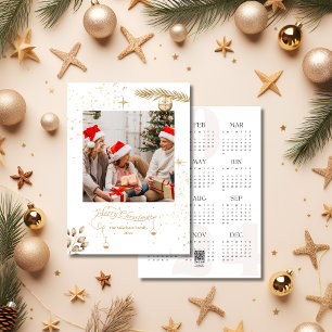 Cartão De Festividades Calendário de Foto de Natal Mínimo e Cute 2024