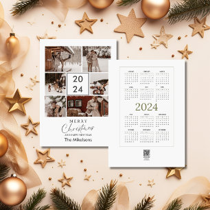 Cartão De Festividades Calendário de Foto de Natal Mínimo e Cute 2024
