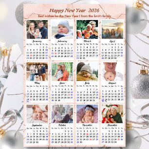Cartão De Festividades Calendário de Fotografias 2026 da Família Moderna