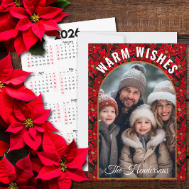 Cartão De Festividades Calendário de Fotos Personalizadas de Poinsettia V