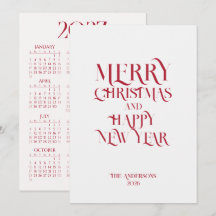 Calendário de Natal de Caligrafia Simples e Elegan
