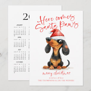 Cartão De Festividades Calendário de Natal Patas do Papai Noel Cachorro D