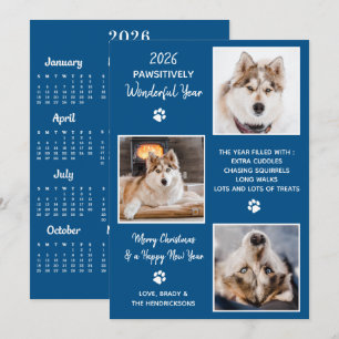 Cartão De Festividades Calendário de Revisão do Ano de Foto de Pet Cão Pe