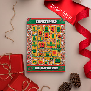 Cartão De Festividades Calendário do Advento de Natal do Cão Airedale