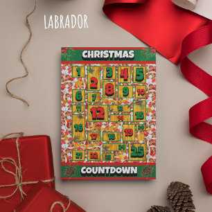 Cartão De Festividades Calendário do Advento de Natal do Cão Labrador