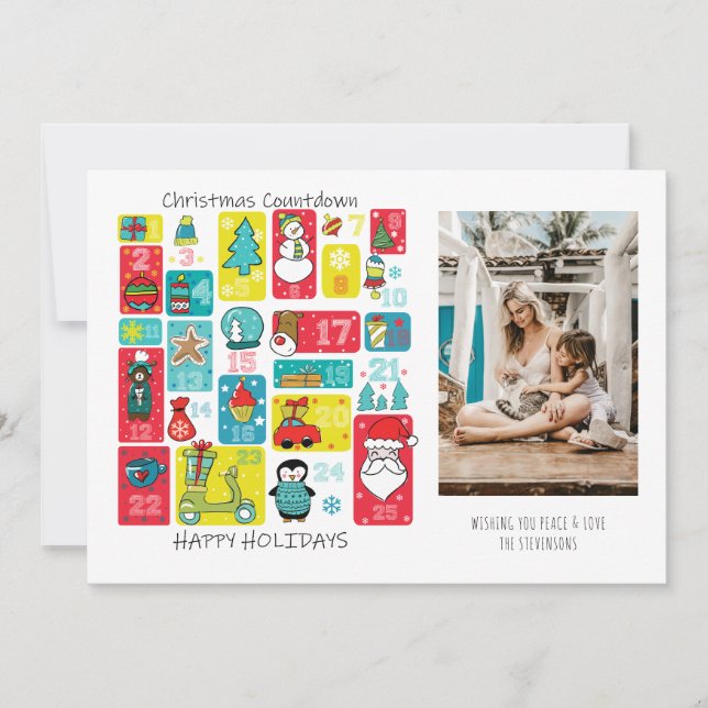 Cartão De Festividades Calendário do Advento Foto de Natal (Frente)