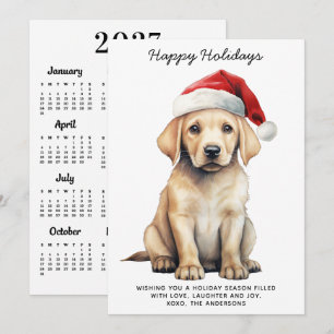 Cartão De Festividades Calendário do Labrador Amarelo 2027 Cão Amante Nat