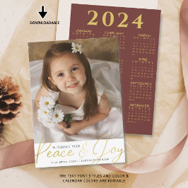 Cartão De Festividades Calendário do Script PEACE E JOY de Natal 2024