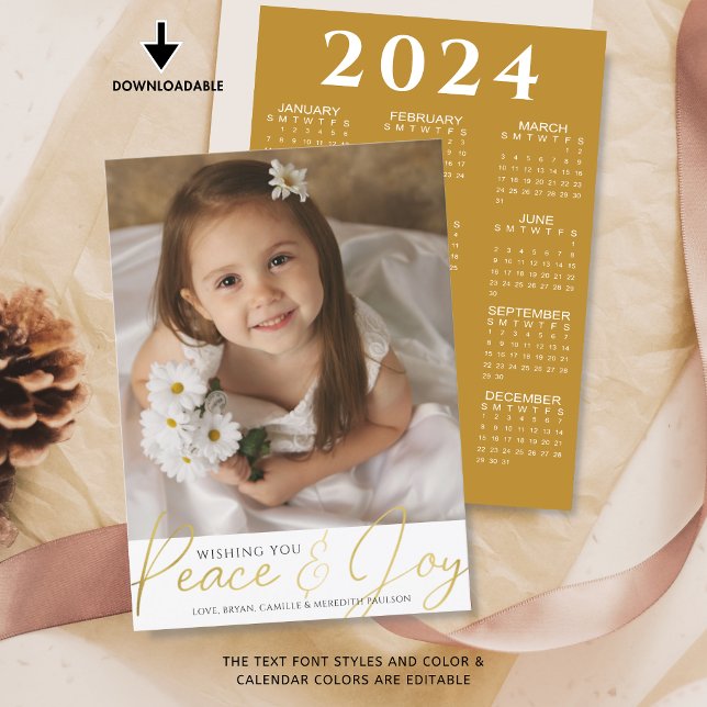 Cartão De Festividades Calendário do Script PEACE E JOY de Natal 2024 (Criador carregado)