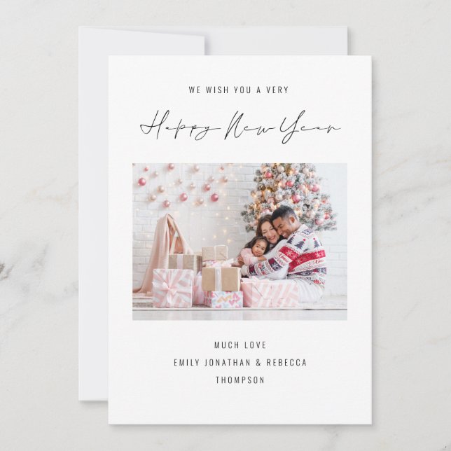 Cartão De Festividades Calendário Elegante Foto 2026 Feliz Ano Novo (Frente)