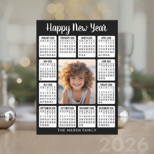 Cartão De Festividades Calendário - Foto Vertical no Centro