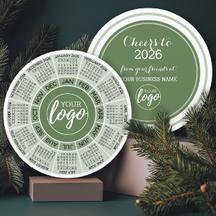 Cartão De Festividades Calendário, Logotipo - Círculo Branco Verde - Negó