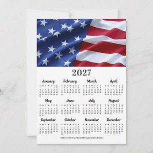 Cartão De Festividades Calendário Patriótico EUA Bandeira Americana 12 Me
