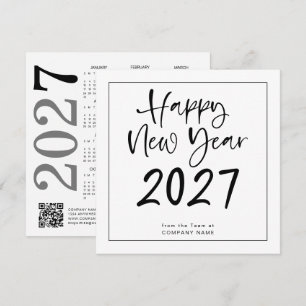 Cartão De Festividades Calendário QR Code da Empresa Logo 2027 Ano Novo