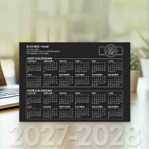 Cartão De Festividades Calendário Simples 2027 2028 - Logotipo e Informaç