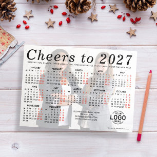 Cartão De Festividades Calendário Simples de Foto de Logo Personalizado C