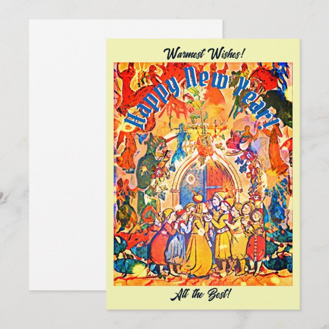 Cartão De Festividades Calennig Ano Novo (Frente/Verso)