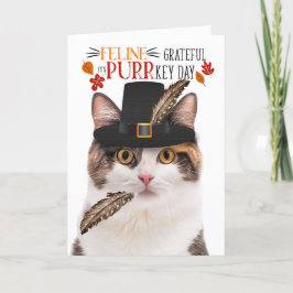 Cartão De Festividades Calico Cat Feline Grateful para PURRkey Day