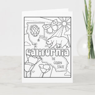 Cartão De Festividades california me coloriu de colagem