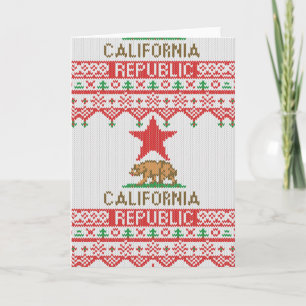 Cartão De Festividades California Republic Bear on Christmas Ugly Sweater