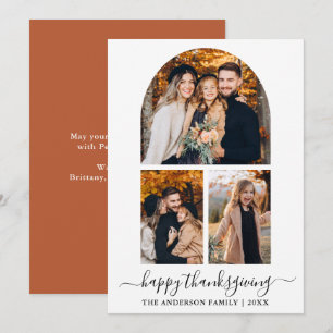 Cartão De Festividades Caligrafia 3 Arch Fotográfico Ação de Graças Terra