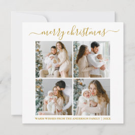 Cartão De Festividades Caligrafia 4 Foto Feliz Praça Dourada de Natal