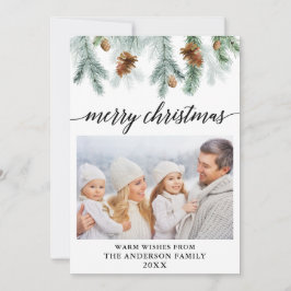 Cartão De Festividades Caligrafia Aquarela Pine Cones Foto Natal