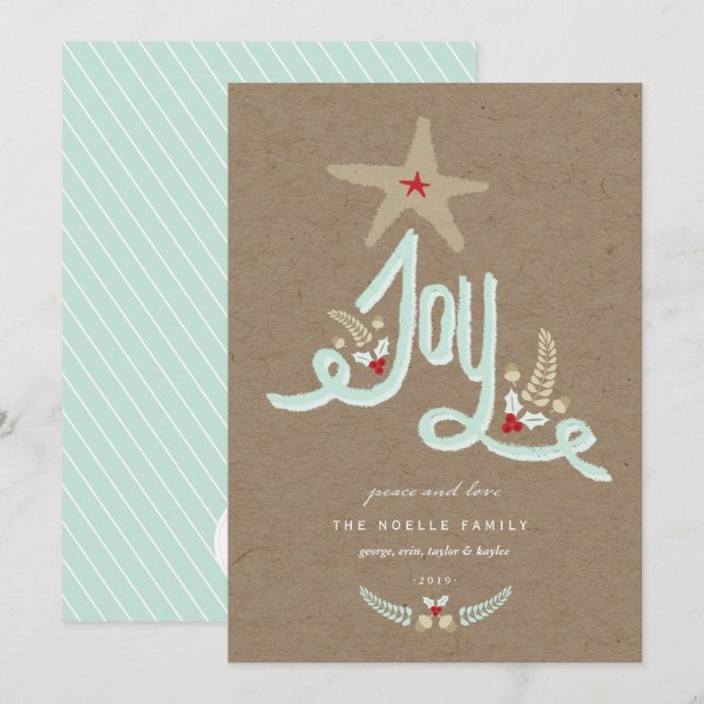 Cartão De Festividades Caligrafia Azul Rústica Desenhada à Mão Folhagem A (Frente/Verso)