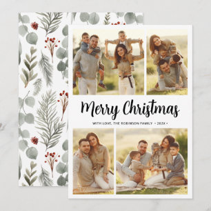 Cartão De Festividades Caligrafia Botânica 4 Várias Fotografias Natal