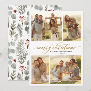 Cartão De Festividades Caligrafia Botânica 4 Várias Fotografias Natal