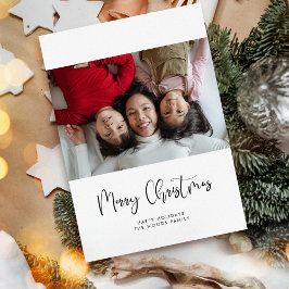 Cartão De Festividades Caligrafia branca moderna Foto de Natal feliz