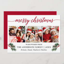 Cartão De Festividades Caligrafia Cana-de-Água Pinheiros Berries 3 Fotogr