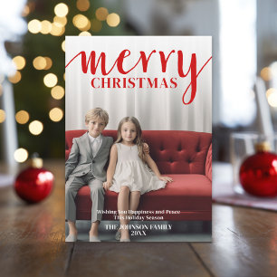 Cartão De Festividades Caligrafia com Feliz vermelha - tipo branco vertic