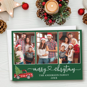 Cartão De Festividades Caligrafia Coração 3 Foto Natal Caminhão Vermelho