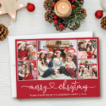 Cartão De Festividades Caligrafia Coração 5 Foto Feliz Natal Vermelho<br><div class="desc">Cartaz de Natal Feliz - Red</div>