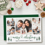 Cartão De Festividades Caligrafia Coração Pinheiros de Natal 5 Foto Verde<br><div class="desc">Cartões de Férias de 5 Fotos Feliz Natal Feliz para Caligrafia Moderna incluem Árvores de Pinheiros Verdes com Aquarelas - Script Verde</div>