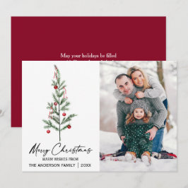 Cartão De Festividades Caligrafia de árvore de pinheiro de aquarela Verme