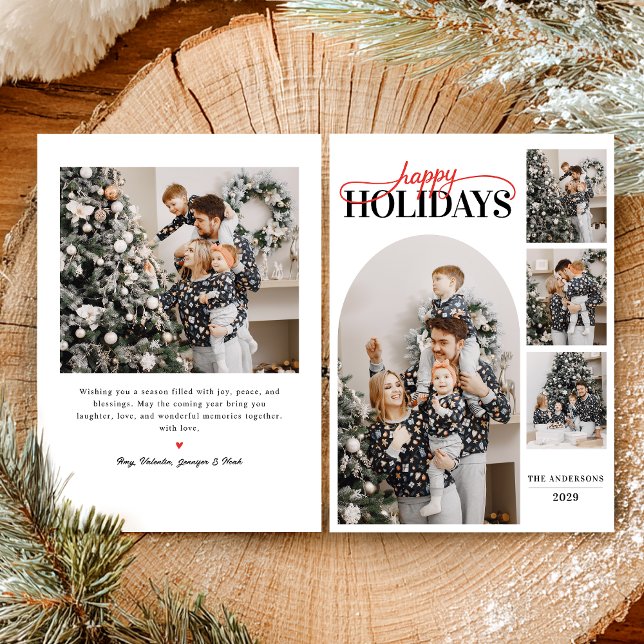 Cartão De Festividades Caligrafia de fotos de feriados felizes simples mo (Criador carregado)