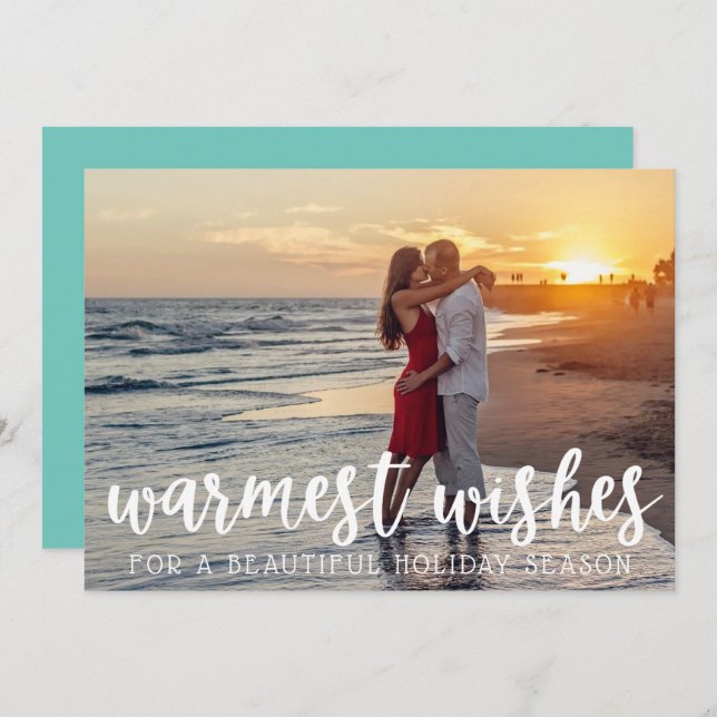 Cartão De Festividades Caligrafia Deseja Foto de Natal (Frente/Verso)