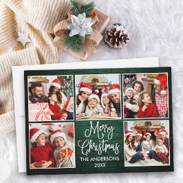 Cartão De Festividades Caligrafia Diversão Madeira Verde 5 Foto Natal