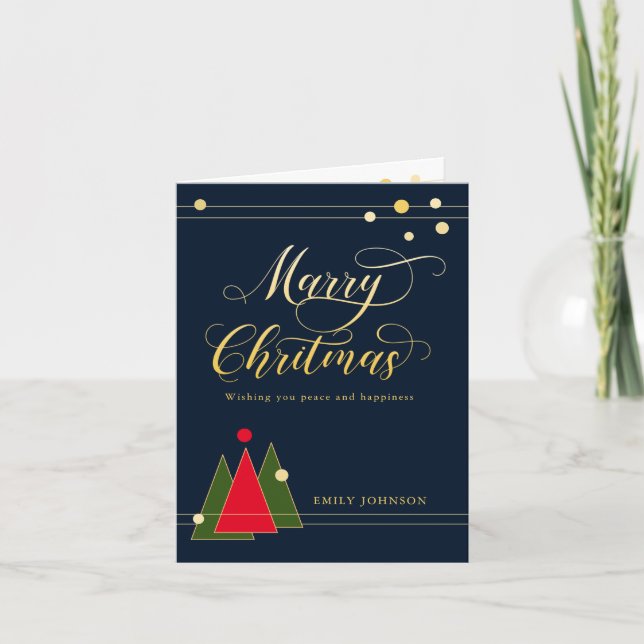 Cartão De Festividades Caligrafia Dourada Moderna Não-Foto Dobrada (Frente)