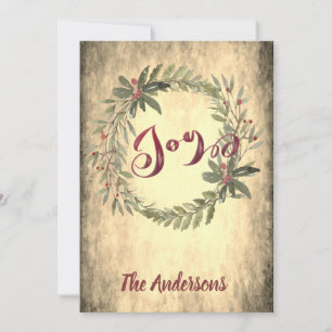 Cartão De Festividades Caligrafia em vintage, alegria botânica, feriado