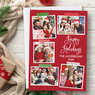 Cartão De Festividades Caligrafia Feliz Feriados Artesanato Fita Vermelha