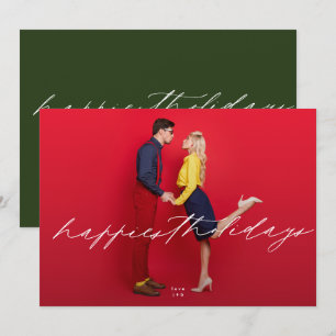 Cartão De Festividades caligrafia fotográfica editável divertida Happiest