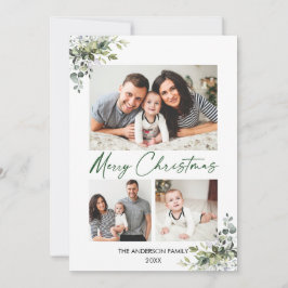 Cartão De Festividades Caligrafia Green Ink Natal Greenery 3 Foto