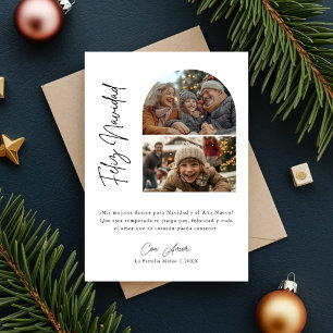 Cartão De Festividades Caligrafia Hispânica Foto Feliz Navidad Natal